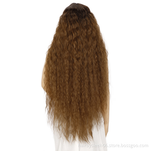 Rebecca bohemian curl dark roots Ombre color heat resistant fiber synthetic lace front wig afro long curly synthetic hair wigs